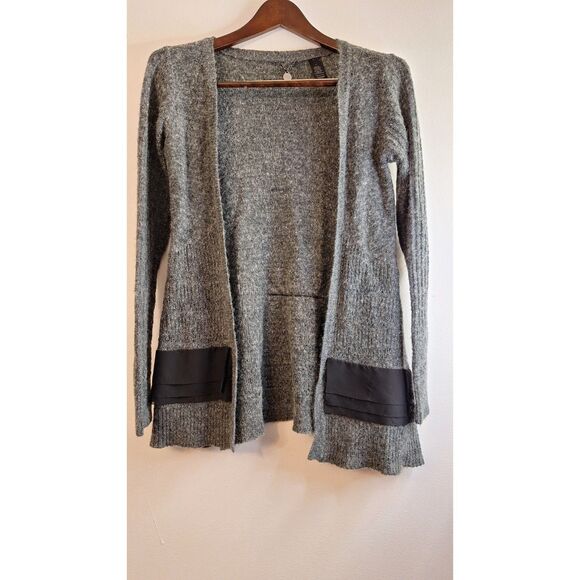 BKE BOUTIQUE Women's Large Wool Blend Long Sleeve Open Metallic Career Sweater - Picture 1 of 5